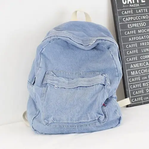  Classic Denim Backpack with Spacious Design and Casual Appeal